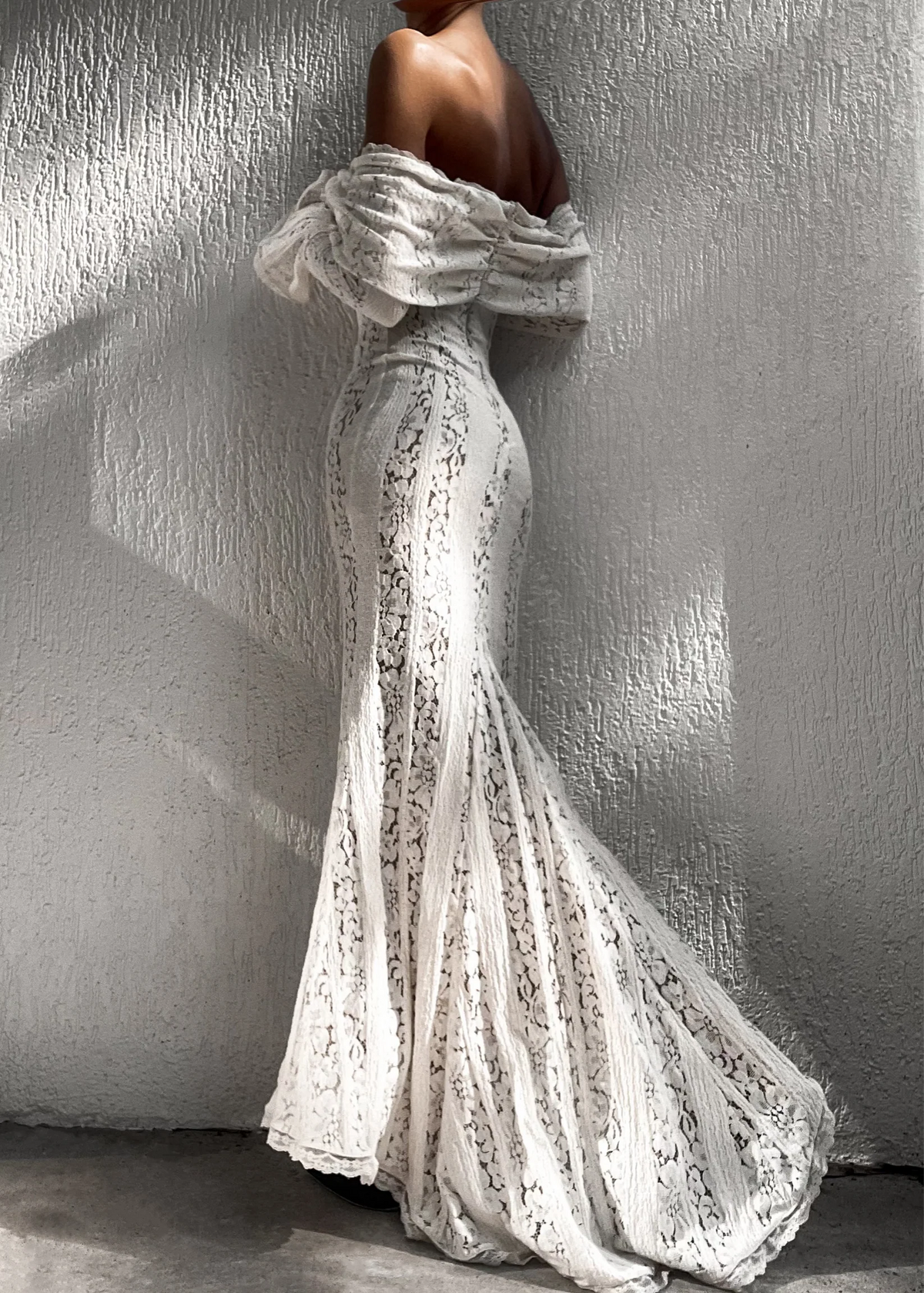 Lace off-shoulder gown