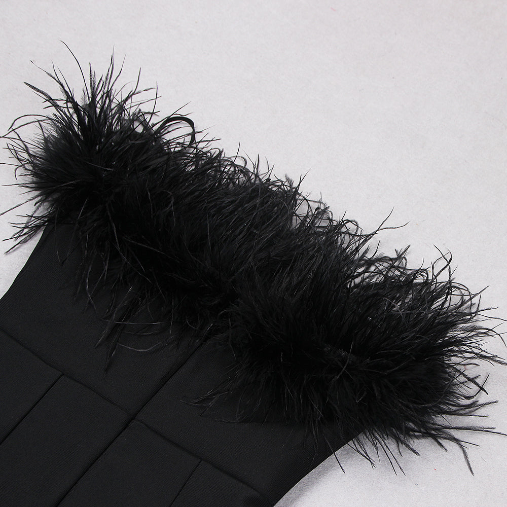 Black Feather Dress Details | Era Collection